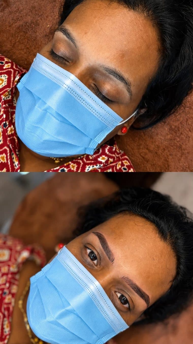 Combination brows before and after